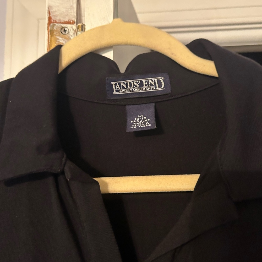 Lands' End Black Polo Dress -  no buttons 3/4 sleeves